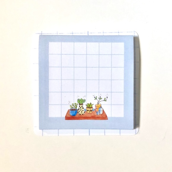 🏷️ handmade bookshelf plant blue grid kawaii sticky notes - Picture 4 of 14